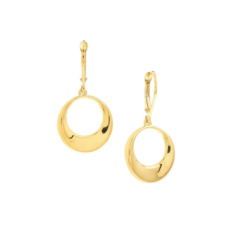 Curata 10k Yellow Gold 30x12mm Puffed Open Circle Leverback Earrings