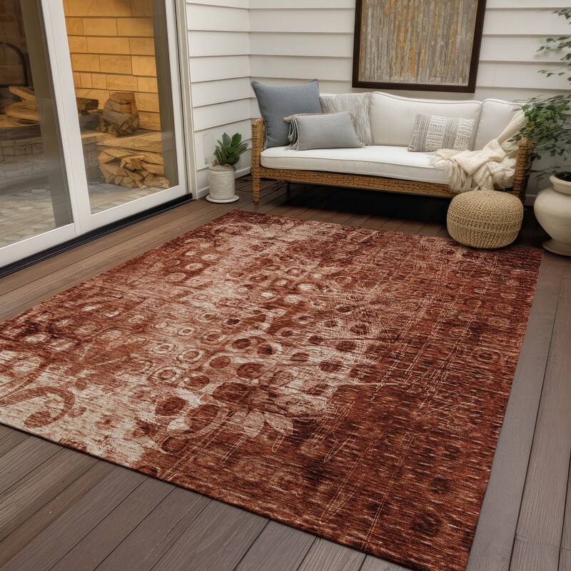Machine Washable Indoor/ Outdoor Chantille Abstract Modern Rug