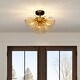 preview thumbnail 6 of 5, Glam 3-Light Crystal Beaded Glowworm Firefly Sputnik Semi-Flush Mount Ceiling Light In Antique Gold