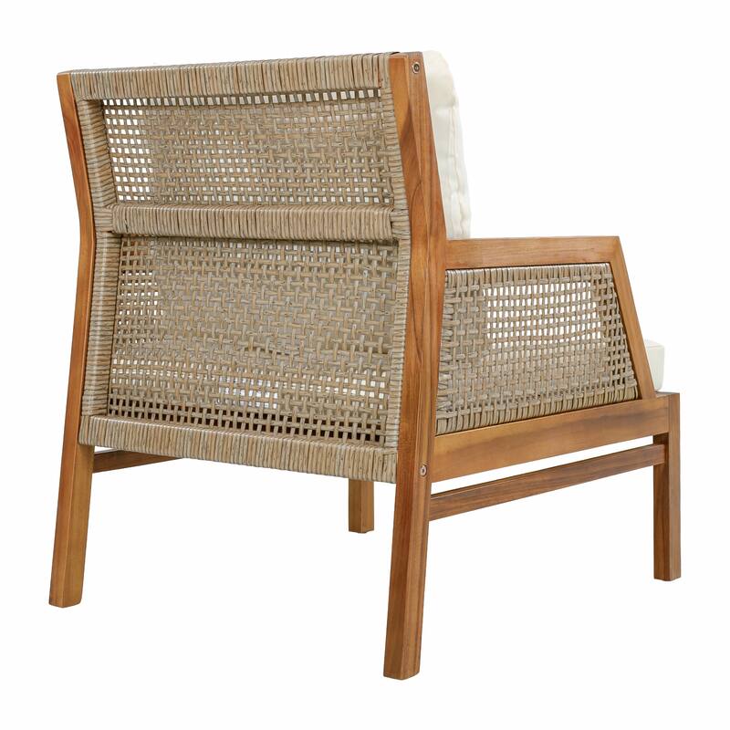 Christopher Knight Home - Ethel 4-Piece Outdoor Acacia Wood & Wicker Patio Conversation Set with Cushions