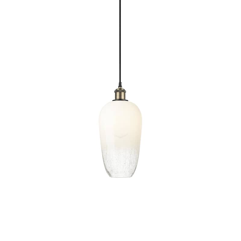 Innovations Lighting 516-1P-15-7 Brookhaven Flute Pendant Brookhaven - Black Antique Brass / Opal