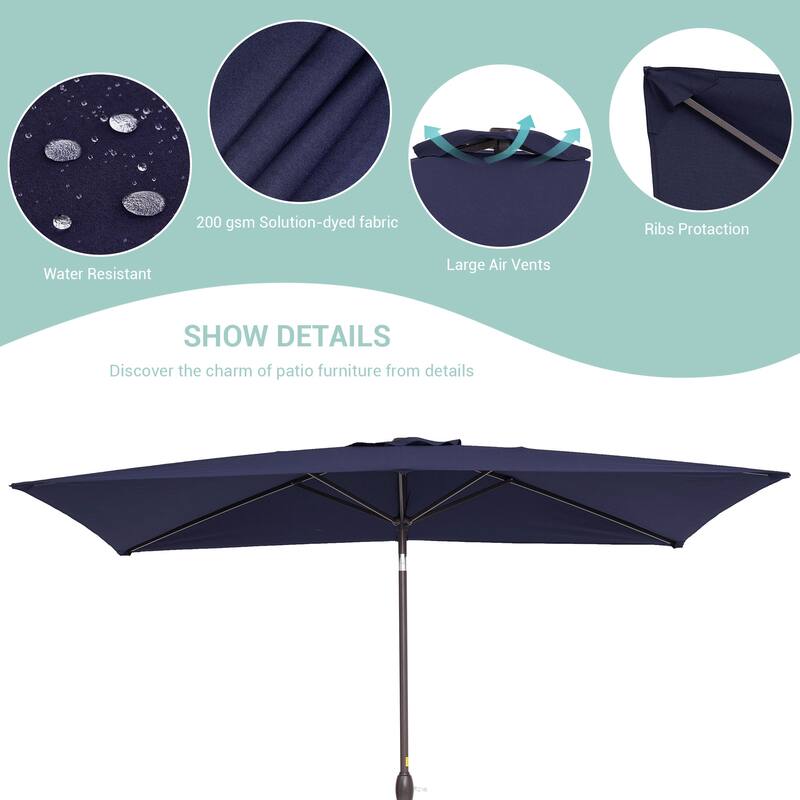 AOOLIMICS 10×6.5FT Rectangular Patio Umbrella with UV Protection, Easy Tilt, and Wind-Resistant Features
