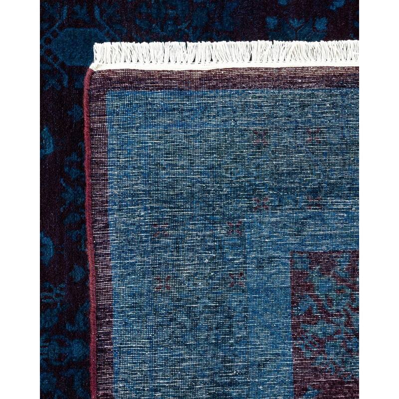 Overton Hand Knotted Wool Vintage Inspired Modern Contemporary Overdyed Blue Area Rug - 8' 2" x 10' 3"