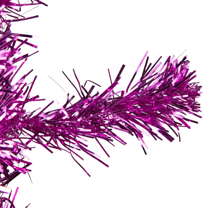 4' Pink Artificial Tinsel Christmas Tree Unlit