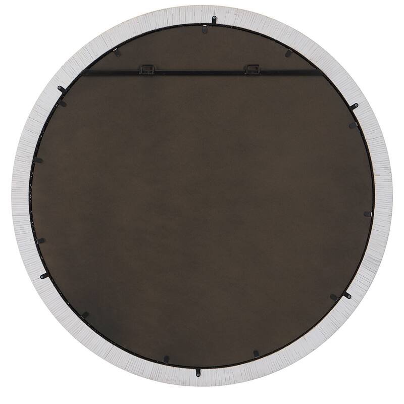 Round Rattan Wrapped Beveled Wall Mirror - 39.25" - White and Black