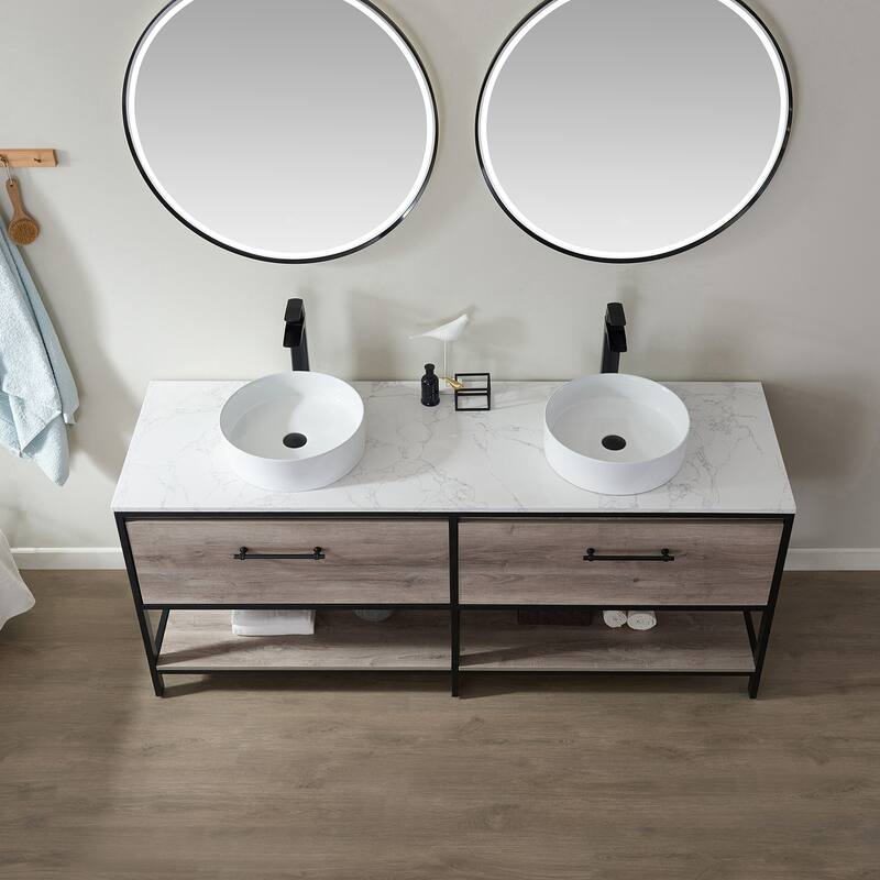 Murcia 72" Vanity with Countertop and vessel sink With Mirror