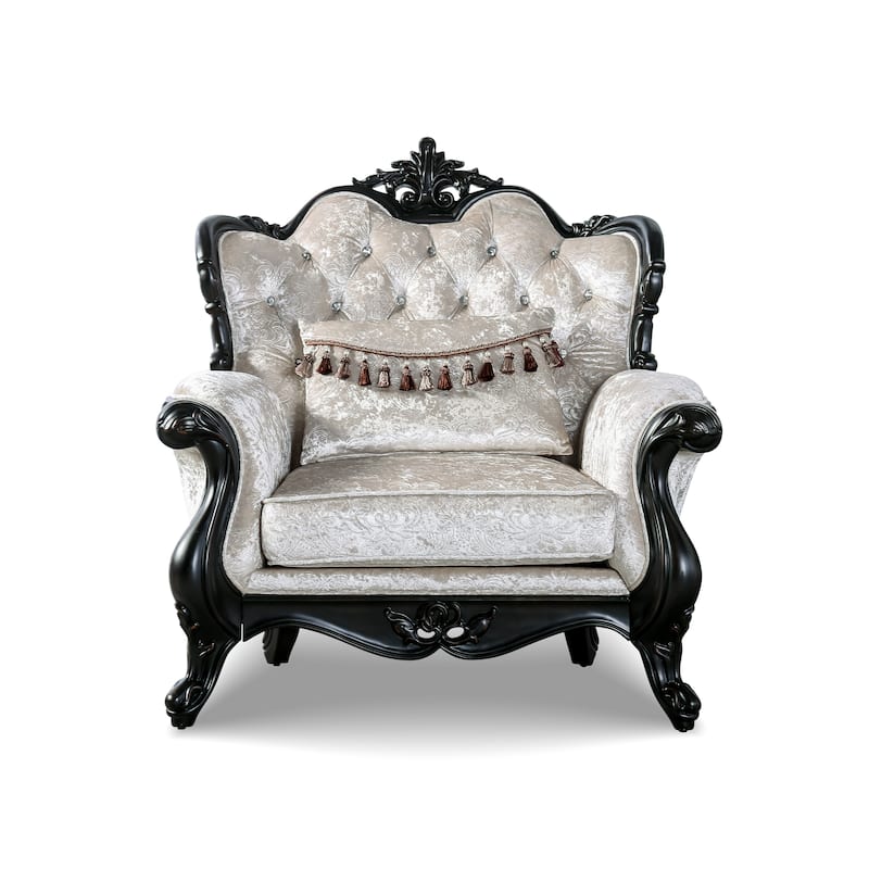 Furniture of America Clarissa Traditional Arm Chair with Button Tufted Back and Accent Pillow