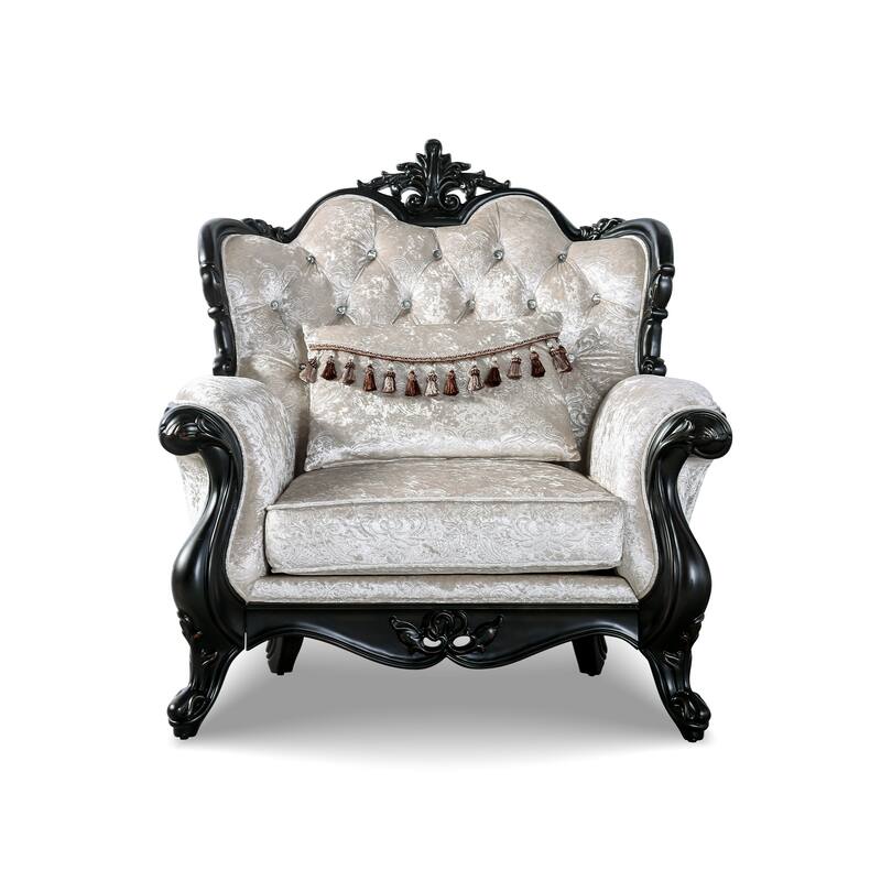 Furniture of America Clarissa Traditional Sofa Set with Button Tufted Back and Accent Pillow