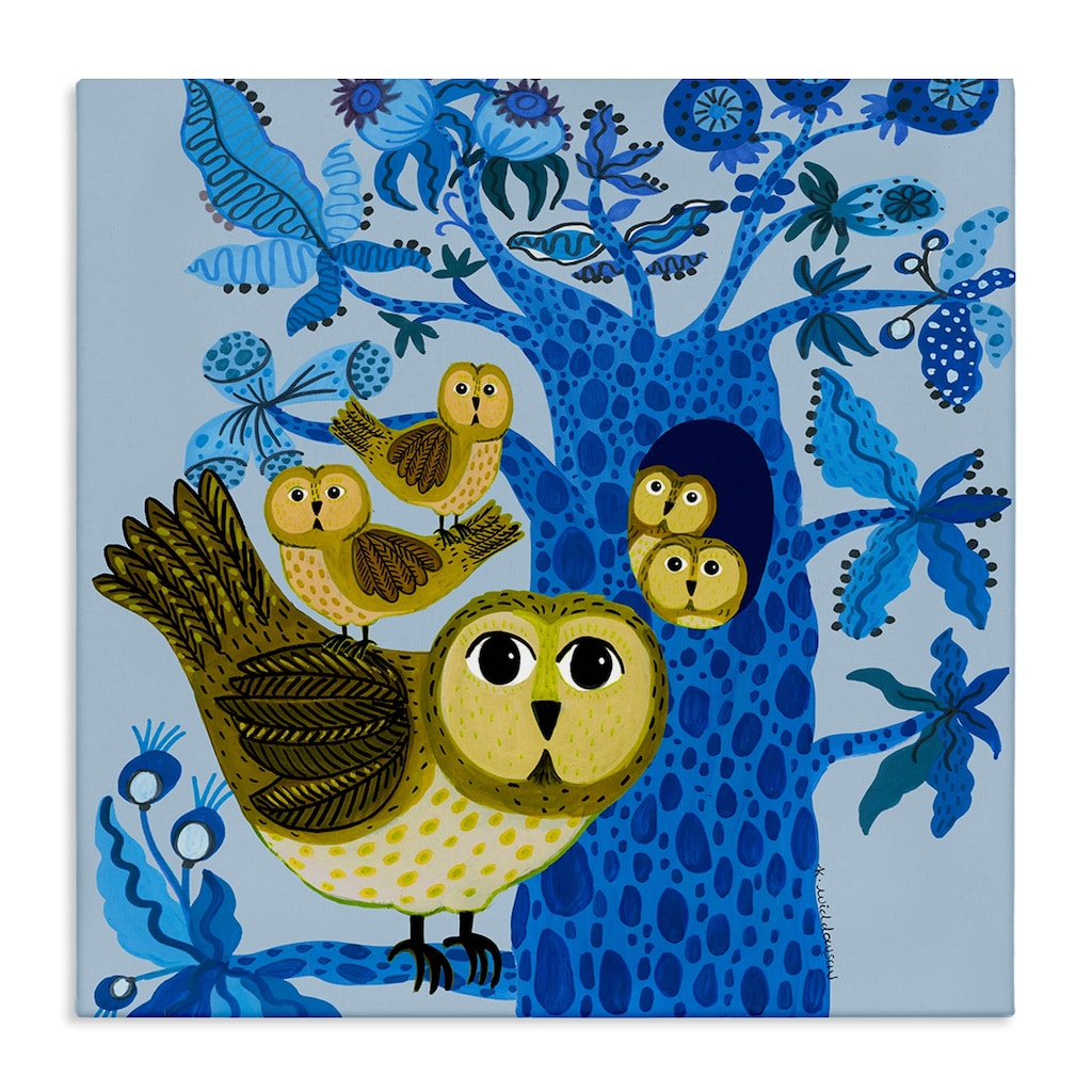 Stupell Playful Owls in Tree Canvas Wall Art Design By Kay Widdowson