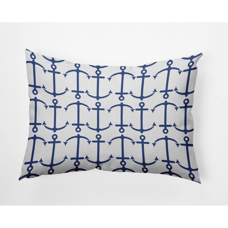 Anchor Pattern Polyester Indoor Pillow - Nautical Navy - 14" x 20"