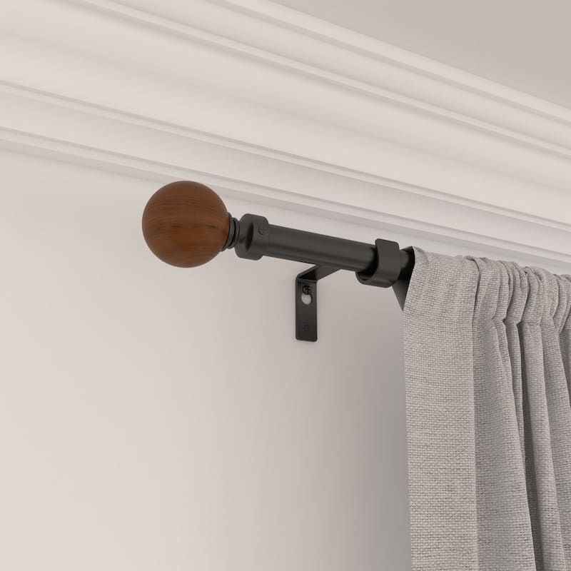 Acroma Adjustable Single Curtain Rod with Globe Ball Finial