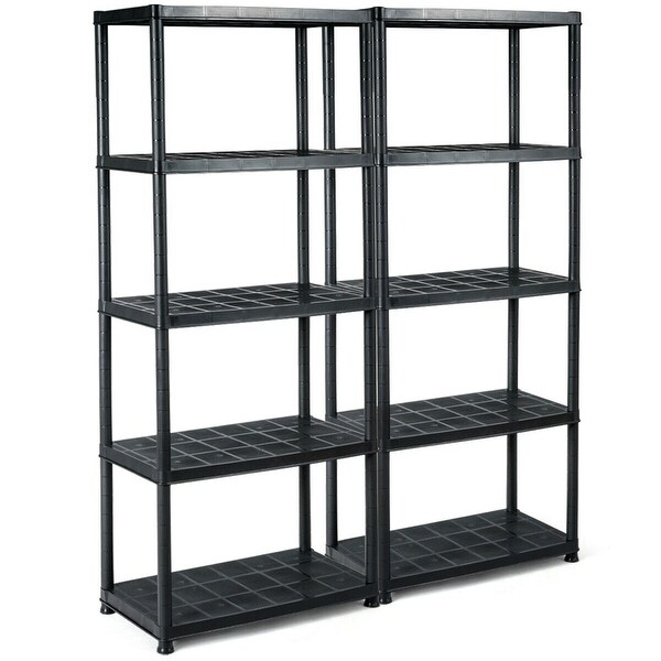 Gymax 2 PCS 5-Tier Ventilated Shelving Storage Rack Free Standing Multi-Use Shelf Unit