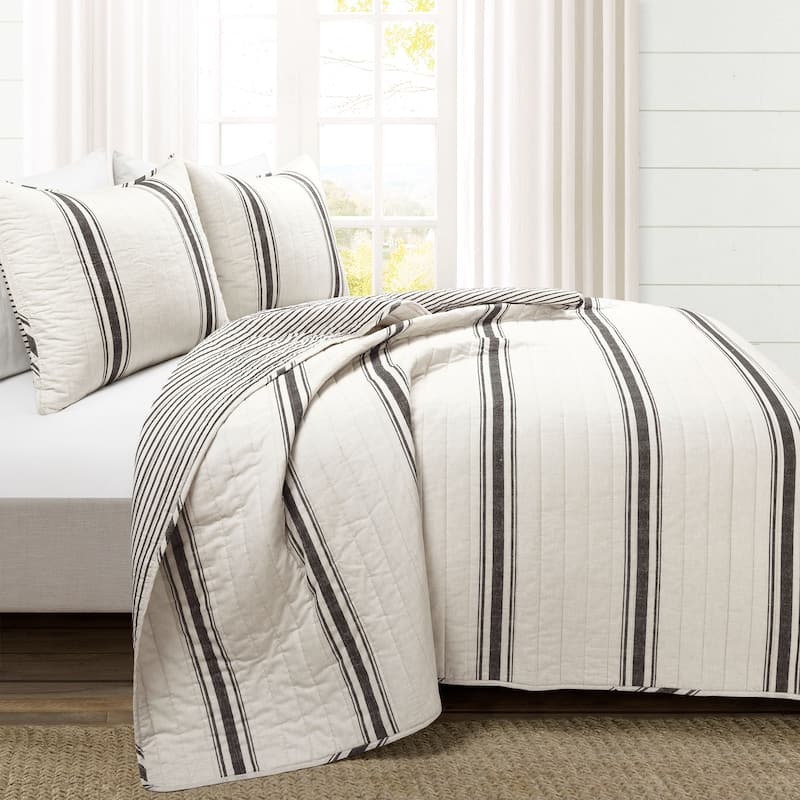 Lush Decor Farmhouse Stripe 3 Piece Quilt Set