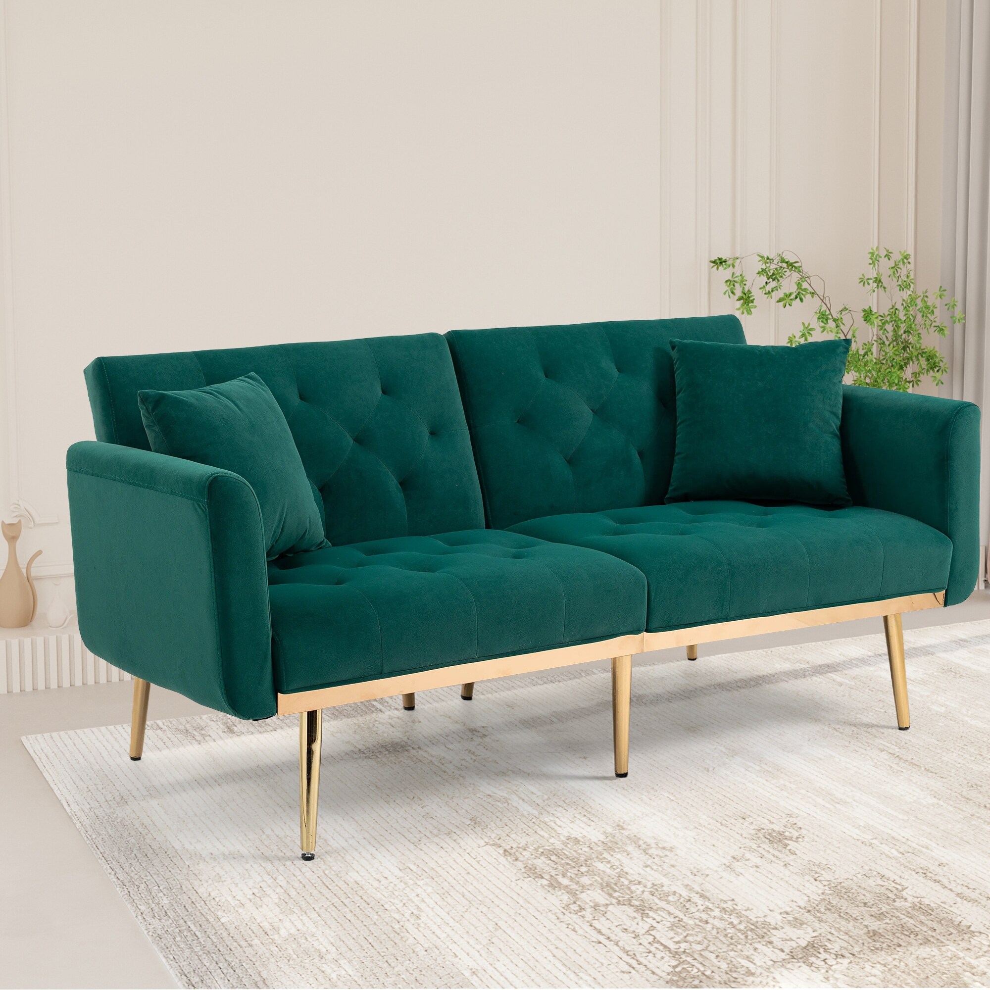 Teal store velvet futon