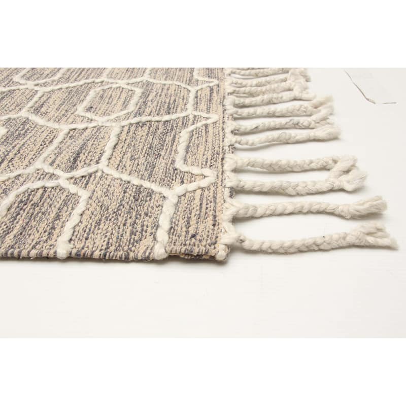 ECARPETGALLERY Braid weave Sienna Light Khaki Wool Rug - 5'0 x 6'9
