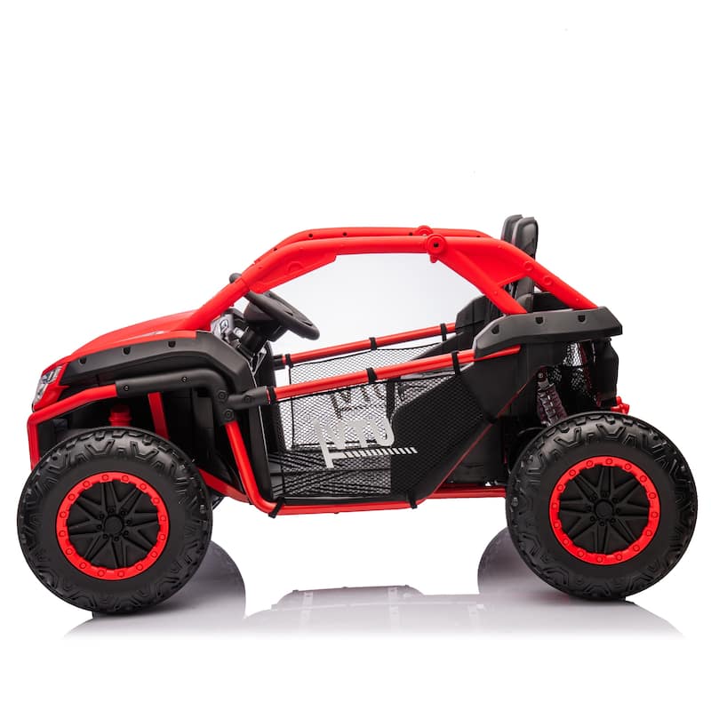 24V Two-seater Kids Ride w/Parents Control,20in seat width,400W Super high power,Horn,Rear storage space,For Kids aged 3+
