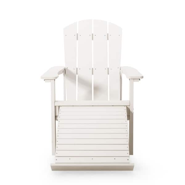 Hunter Faux Wood Outdoor Adirondack Chair with Retractable Ottoman by