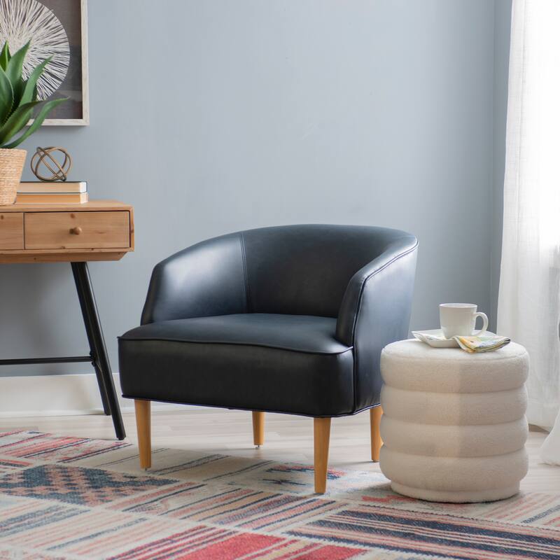 Gabriela Upholstered Faux Leather Accent Chair - Navy Blue