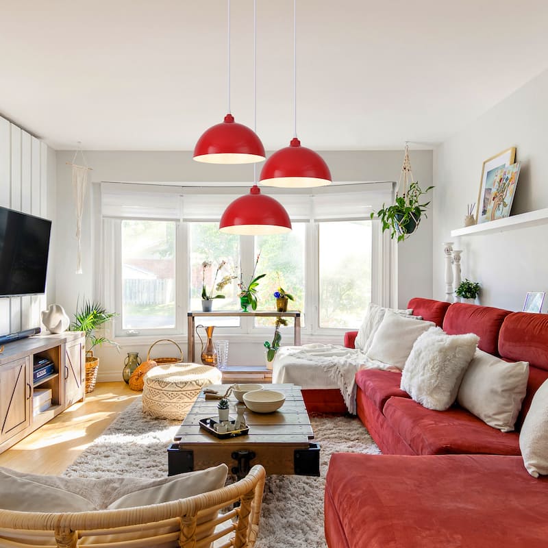 1 - Light 11.8" W Single Dome Pendant for Kitchen Island Dining Room (Set of 3) - W 11.81 in