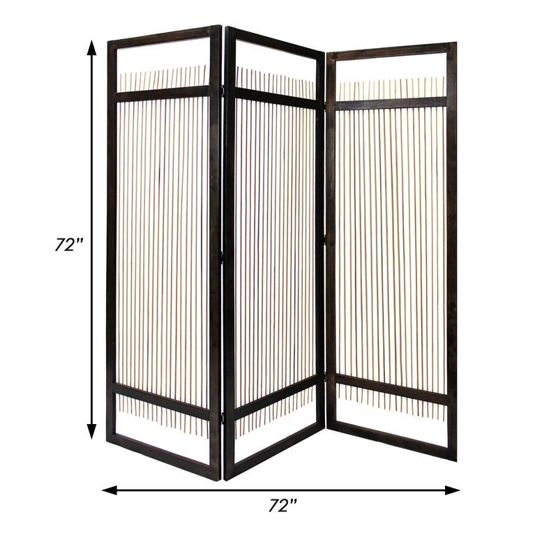 Yetta 72 x 72 Indoor Outdoor Folding Screen Room Divider, Willow, Brown