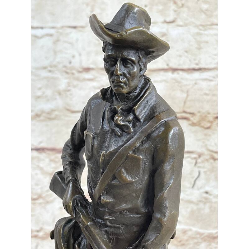 Bronze Marble Statue Sheriff Us Marshall Gun Wild West Pony Express Gun Decor