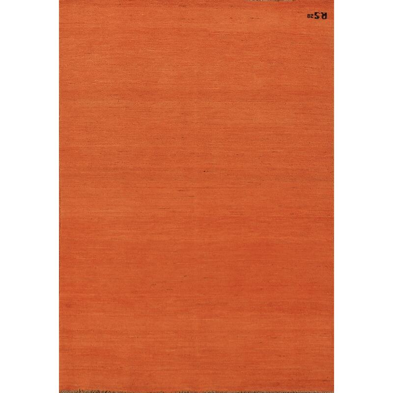 Orange Gabbeh Modern Rug Hand-Knotted Bedroom Wool Carpet - 4'0" x 5'9"