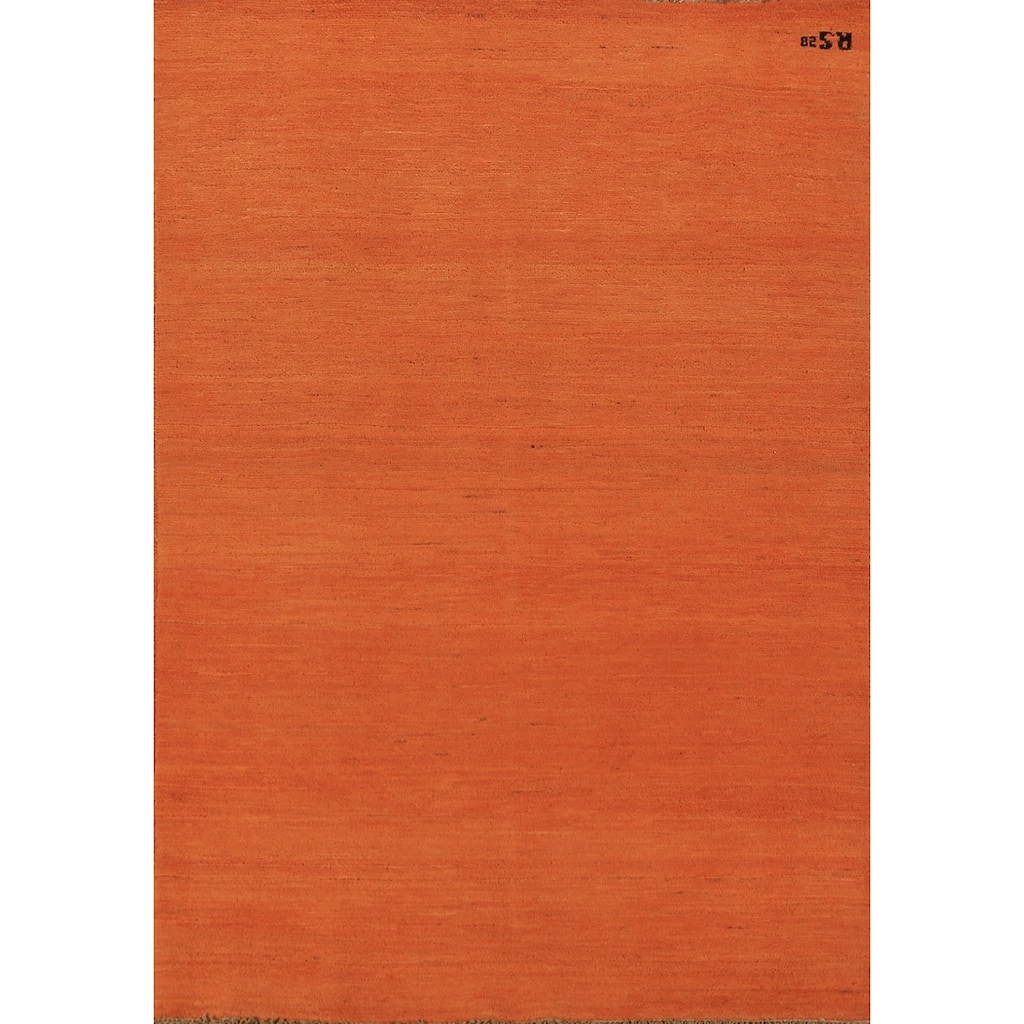 Orange Gabbeh Modern Rug Hand-Knotted Bedroom Wool Carpet - 4'0" x 5'9"