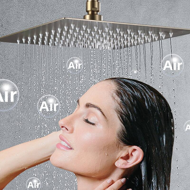 Bathroom Square Round 10/12" Rainfall Air Boost Full Spray Shower Head