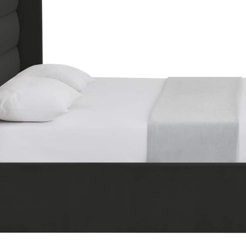 HomeRoots Green Velvet Upholstered Full Bed Frame