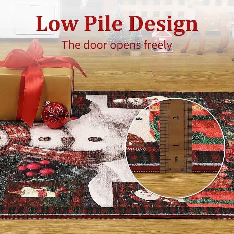 GustoWave 2*3ft Christmas Snowman Washable Non Slip Area Rug, Decorations Rugs for Living Room - 1'6" x 2'6"