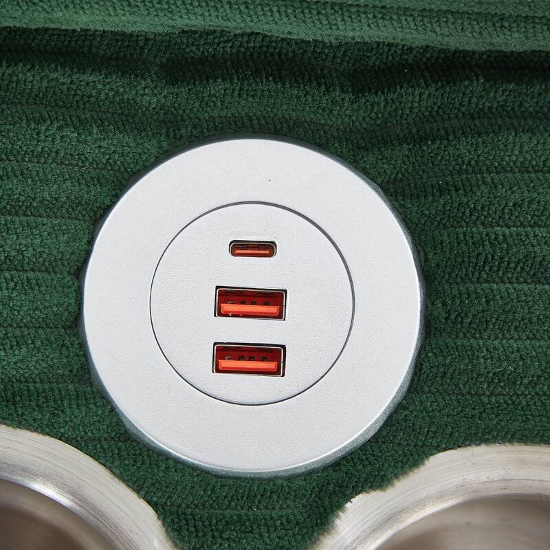 Corduroy Upholstered 4 Seat Sofa, U-shaped Sectional Sofa with Movable Storage Ottomans, Console, Cup Holders and USB Ports