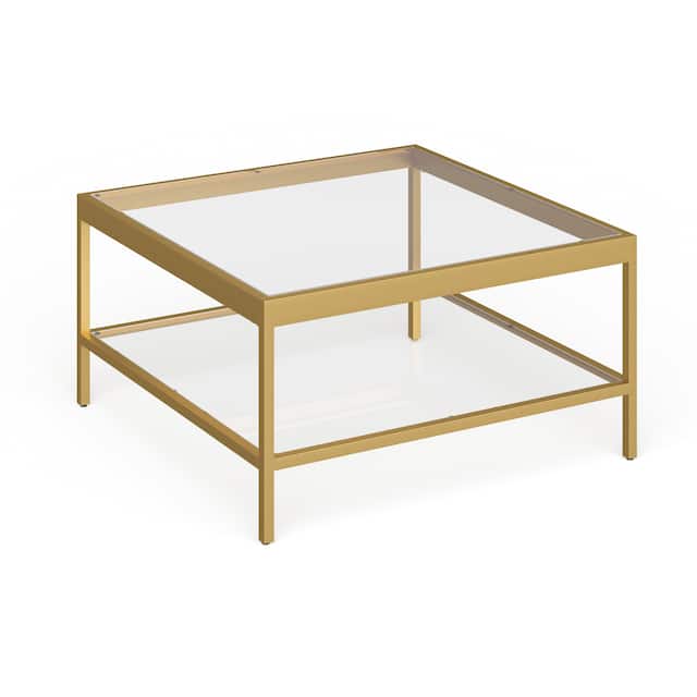 Alexis Metal and Glass Coffee Table - 32" Square Brass