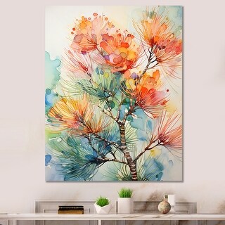 Designart "Colorful Pine Tree Song" Tree Pine Canvas Art Print - Bed ...