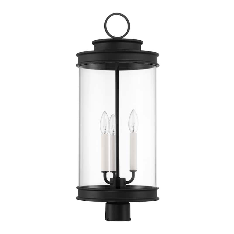 Englewood 3-Light Outdoor Post Lantern in Matte Black - Matte Black