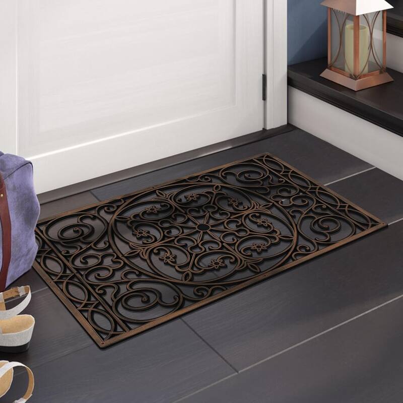 A1HC First Impression, Natural Rubber Doormat, Non-Slip, Durable, Heavy Duty Rubber Mat, 18"X30"
