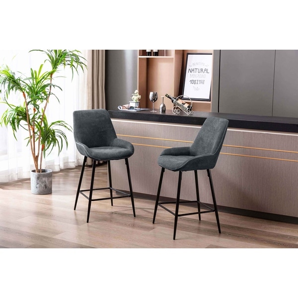 Porthos Home Kara Counter Stools Set Of 2 Microfiber Iron Legs