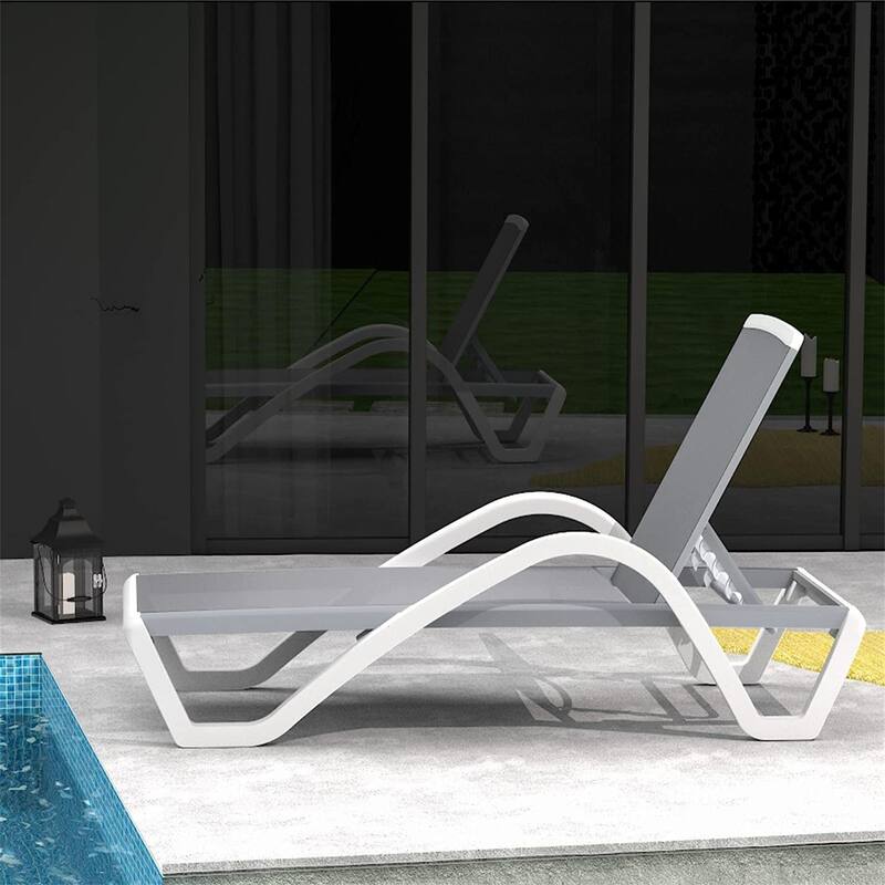 Patio Chaise Lounge Adjustable Aluminum Pool Lounge Chairs with Arm