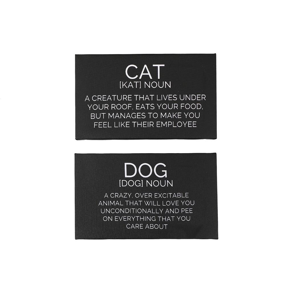 Canvas Wall Sign (Dog/Cat Noun) (10 X 6) (Asstd) - Set of 2
