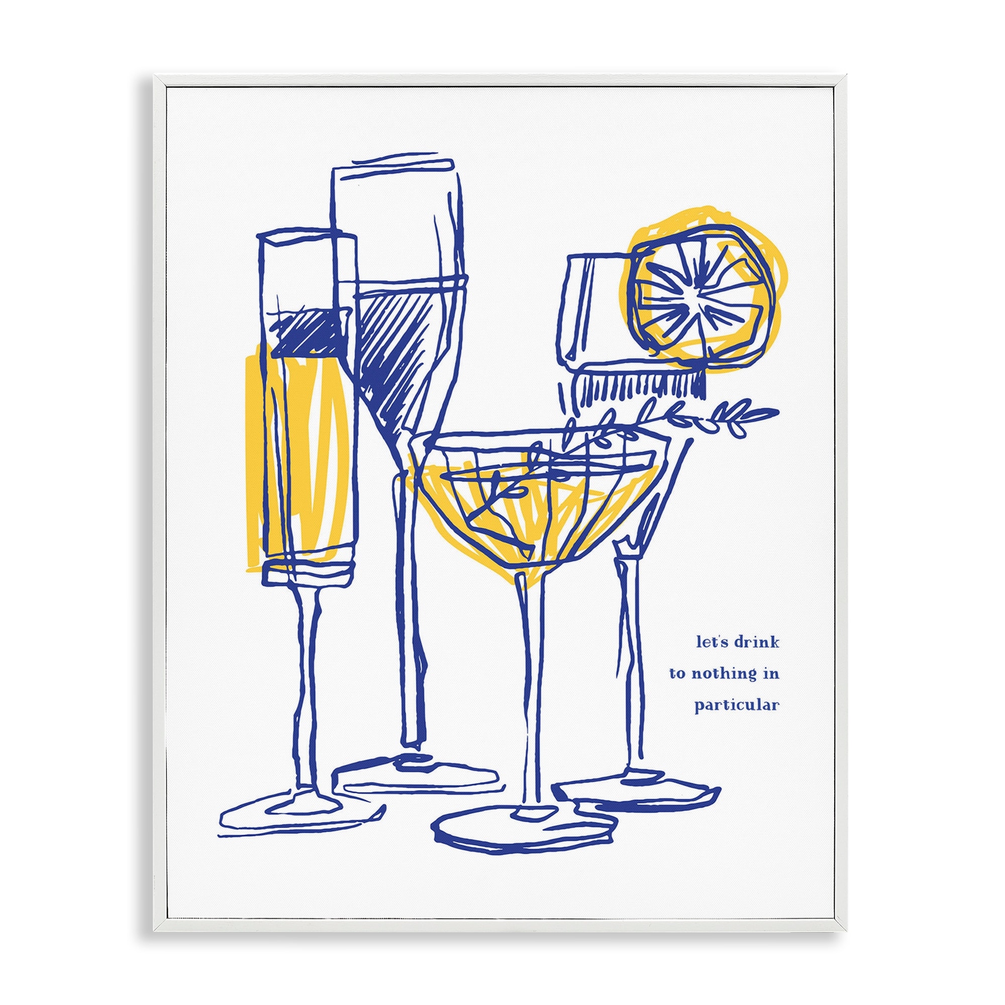 Stupell Let's Drink Abstract Cocktail Glasses Framed Giclee Art Design By Lettered and Lined
