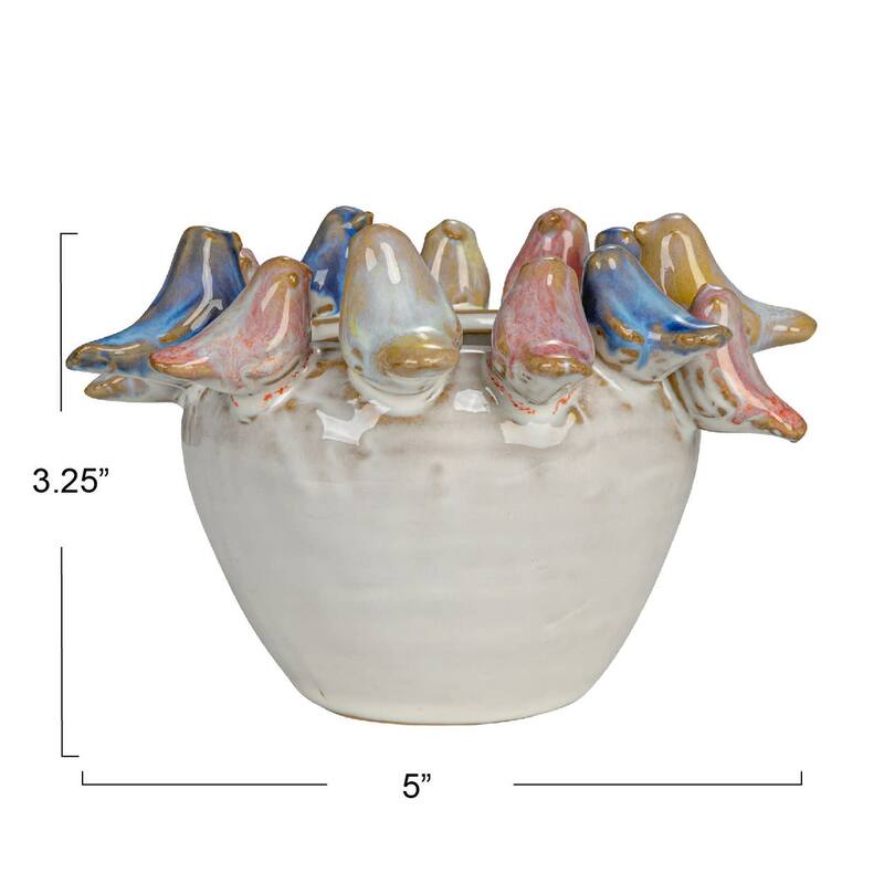 Decorative Stoneware Planter on Rim