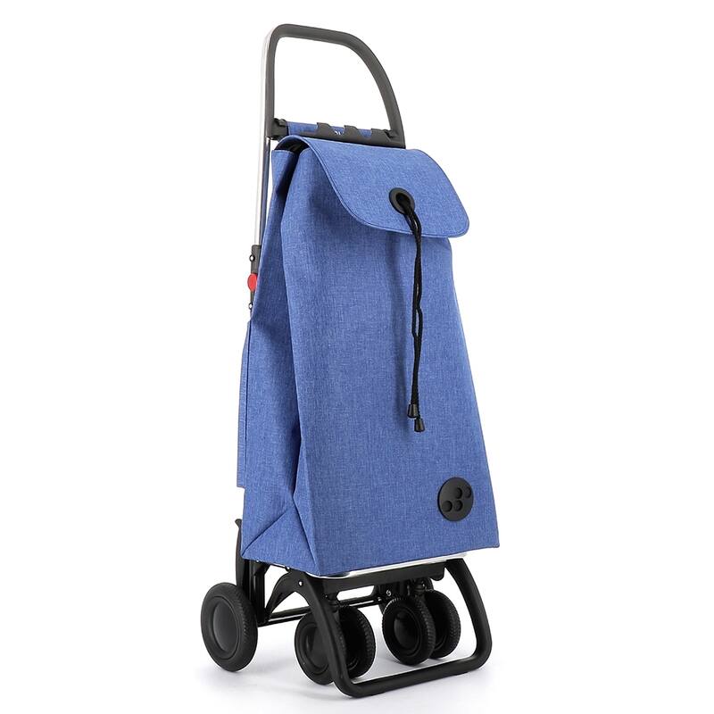 Shopping Trolley Rolser I-Max Tweed 4 Wheels 2 Swiveling Foldable - 15.55 in. W x 41.34 in. H x 12.8 in. D - Blue
