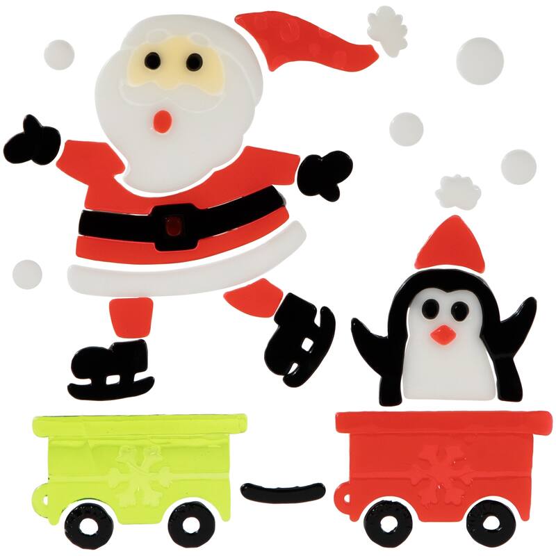 Set of 6 Double Sided Christmas Gel Window Clings