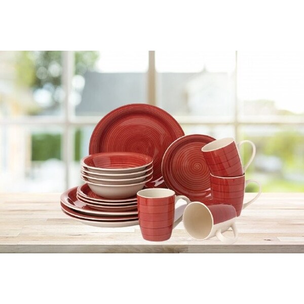 16 Piece Hand Painted Color Dinnerware Set Service for 4 On