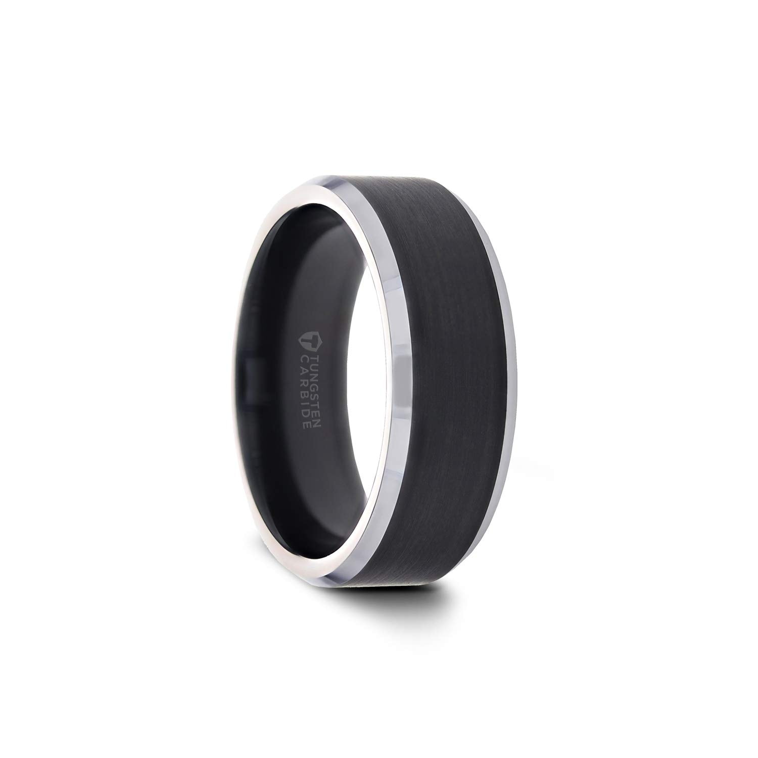 10mm Men/'s or Ladie/'s Tungsten Carbide Black Brushed Center Wedding Band Ring