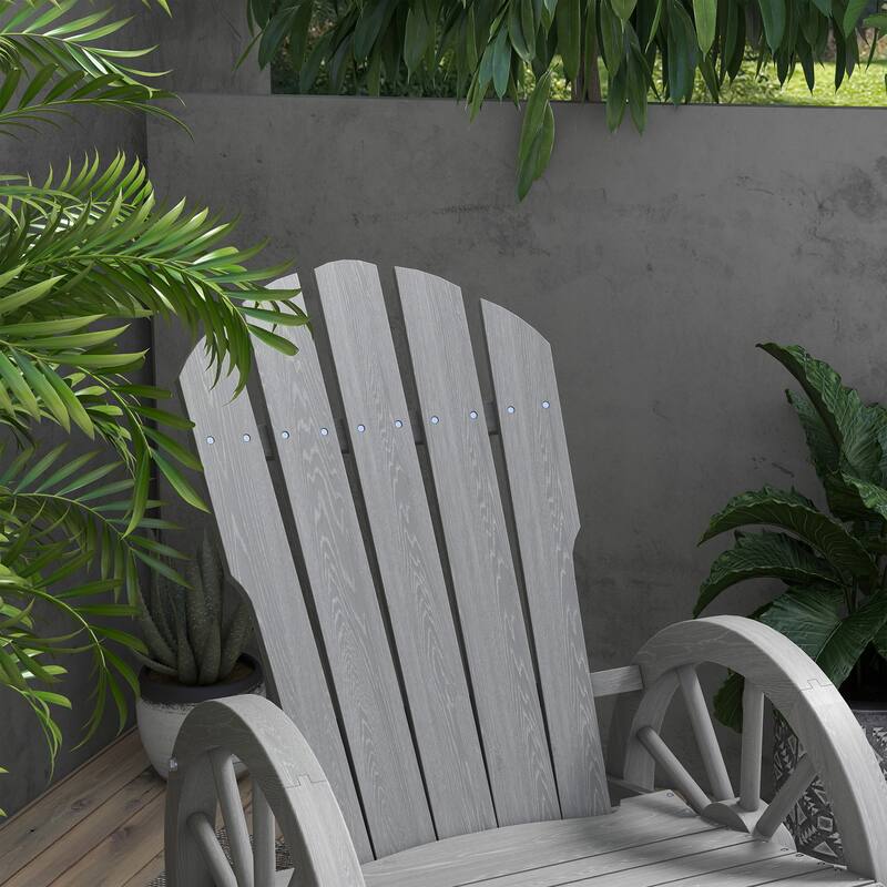 Outsunny Adirondack Rocking Chair with Slatted Design and Oversize Back for Porch, Poolside, or Garden Lounging, Teak