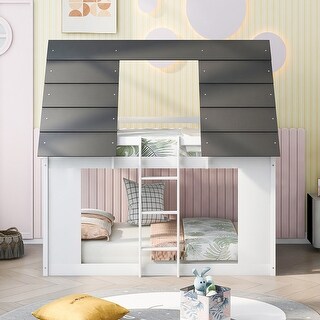 House Bunk Bed with Roof and Built-in Ladder - Bed Bath & Beyond - 35821158