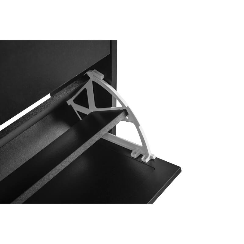 Anmytek Black Rattan Shoe Cabinet with Flip Doors 43 Inch Entryway Storage Organizer