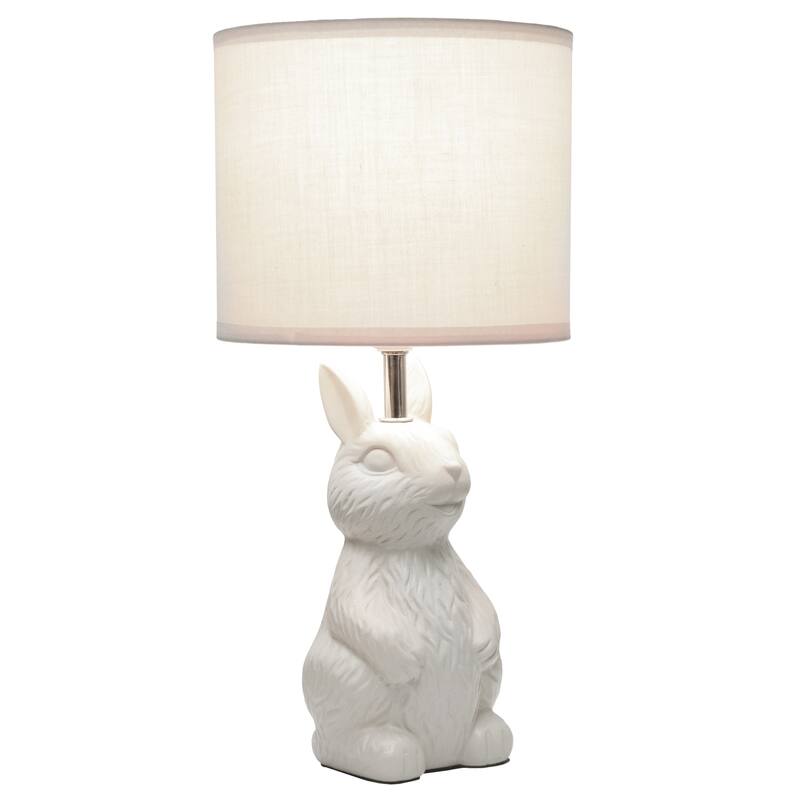 16.33 in. White Finish Table Lamp with White Shade, Sturdy Table Lamp for Living Rooms and Bedrooms
