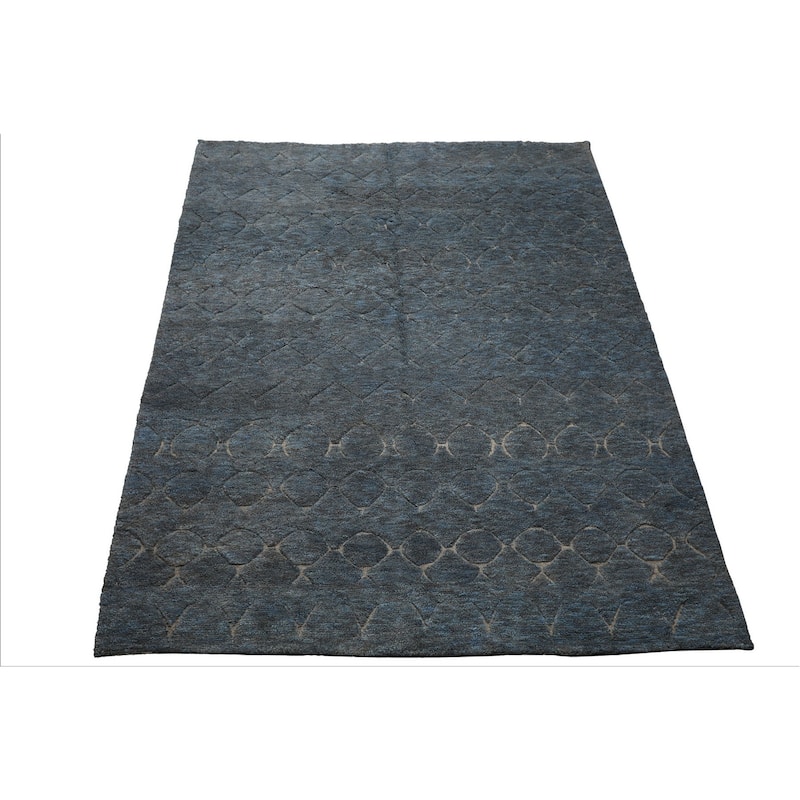 8x10 Tibetano Hand Knotted Wool Grey Modern & Contemporary Plush Pile Rug - 8' x 10'