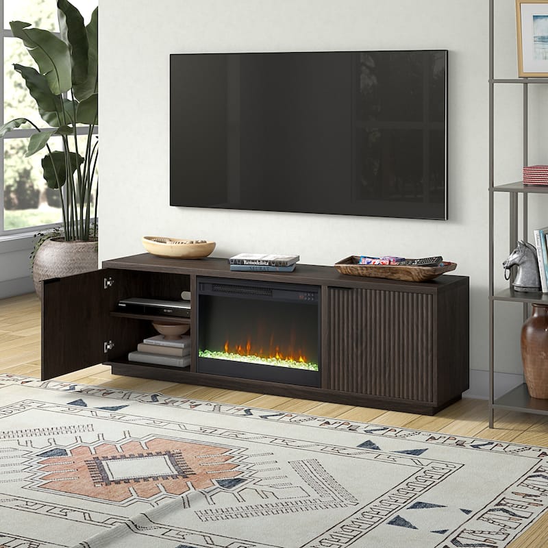 Mansfield Rectangular TV Stand with 26" Crystal Fireplace for TV's up to 78" - 70" Wide